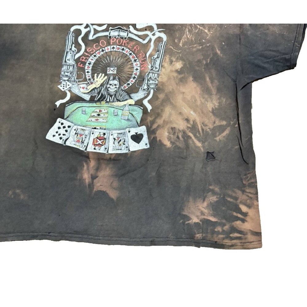 DOM King of Spades Skeleton Cards Shirt Mens 2XL Grunge Distressed Bleached Hole - Picture 2 of 6